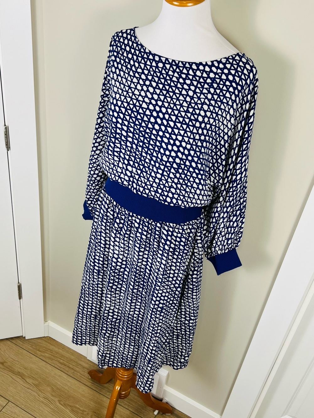 Maeve Blue and White Geometric Dress - Picture 2 of 6